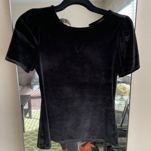 Express Black Velvet Short Sleeve Top Size S